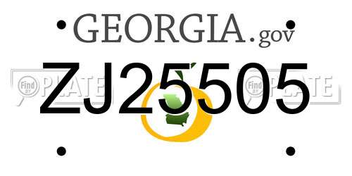 ZJ25505 Georgia License Plate