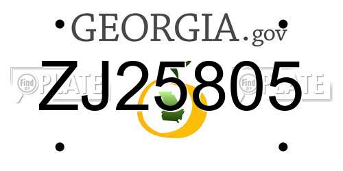 ZJ25805 Georgia License Plate