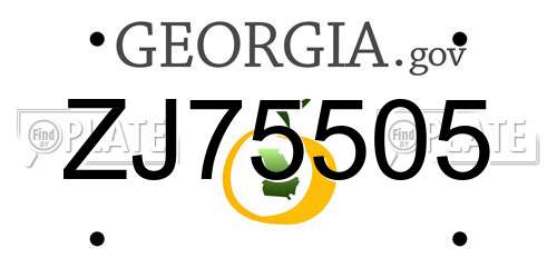 ZJ75505 Georgia License Plate