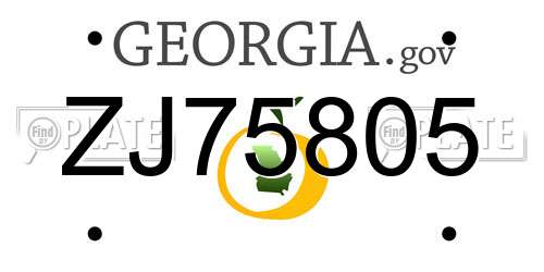 ZJ75805 Georgia License Plate