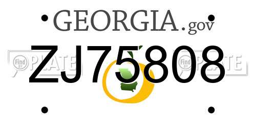 ZJ75808 Georgia License Plate