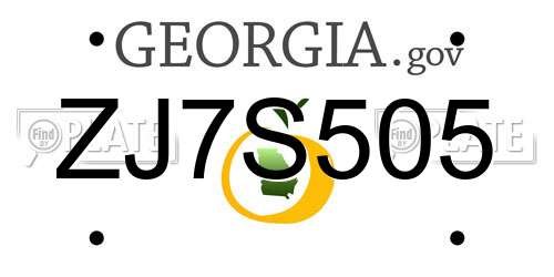 ZJ7S505 Georgia License Plate