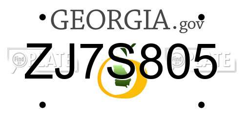 ZJ7S805 Georgia License Plate