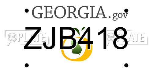 ZJB418 Georgia License Plate