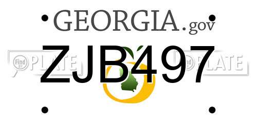 ZJB497 Georgia License Plate