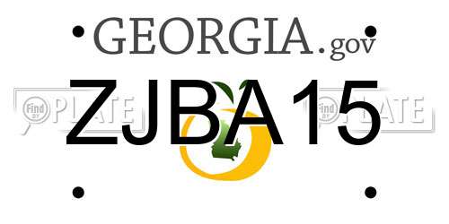 ZJBA15 Georgia License Plate