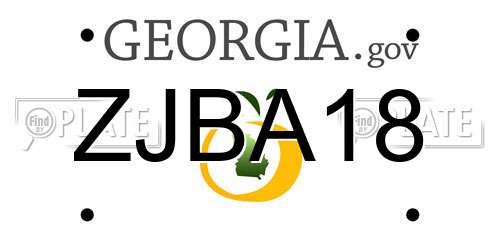 ZJBA18 Georgia License Plate