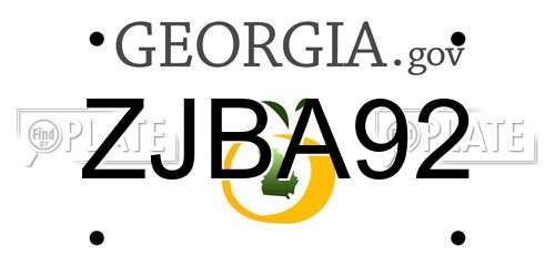 ZJBA92 Georgia License Plate
