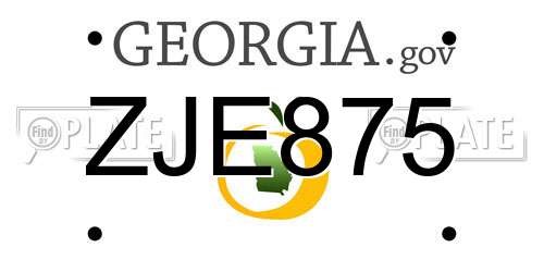 ZJE875 Georgia License Plate