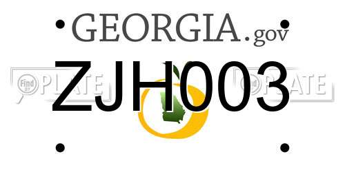 ZJH003 Georgia License Plate