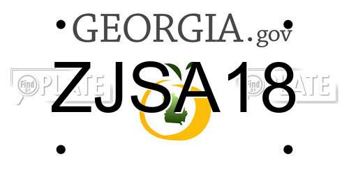 ZJSA18 Georgia License Plate
