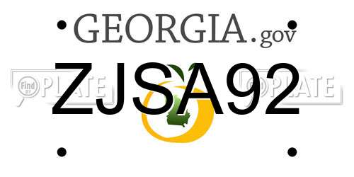 ZJSA92 Georgia License Plate