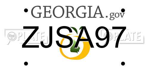ZJSA97 Georgia License Plate