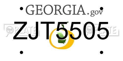 ZJT5505 Georgia License Plate