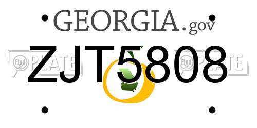 ZJT5808 Georgia License Plate