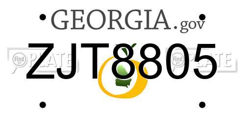 ZJT8805 Georgia License Plate