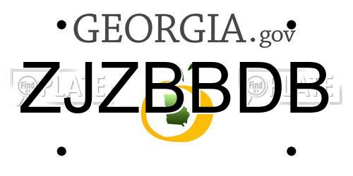 ZJZBBDB Georgia License Plate