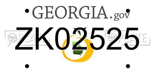 ZK02525 Georgia License Plate