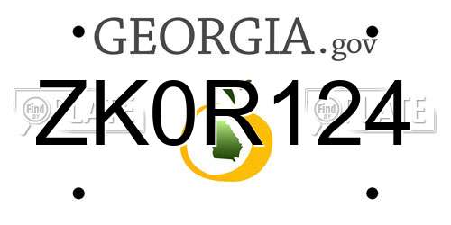 ZK0R124 Georgia License Plate