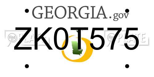 ZK0T575 Georgia License Plate