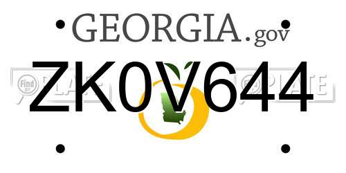 ZK0V644 Georgia License Plate