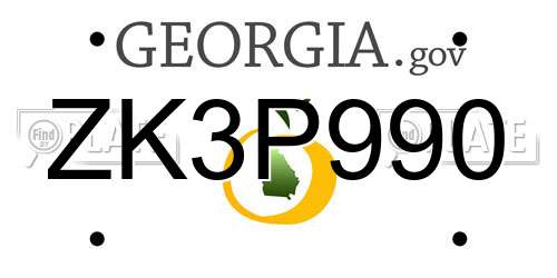 ZK3P990 Georgia License Plate