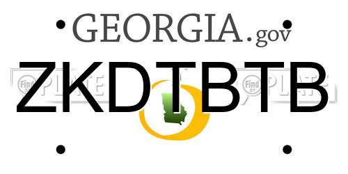 ZKDTBTB Georgia License Plate