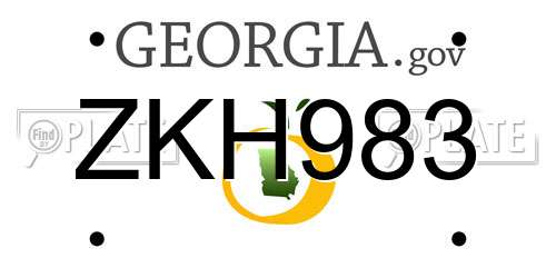 ZKH983 Georgia License Plate