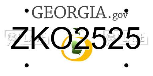 ZKO2525 Georgia License Plate