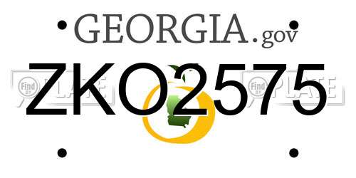 ZKO2575 Georgia License Plate