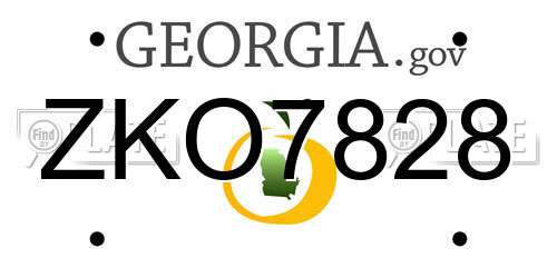 ZKO7828 Georgia License Plate