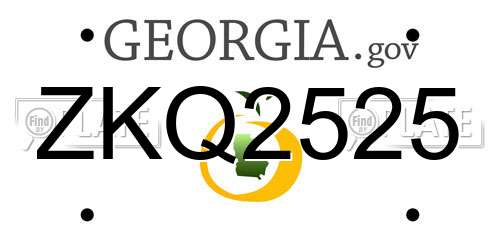 ZKQ2525 Georgia License Plate
