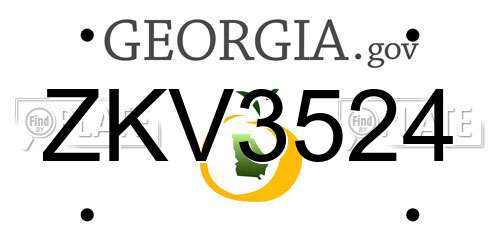 ZKV3524 Georgia License Plate