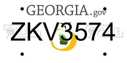 ZKV3574 Georgia License Plate