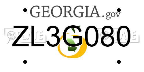 ZL3G080 Georgia License Plate