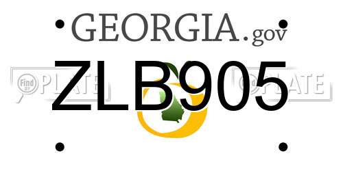 ZLB905 Georgia License Plate