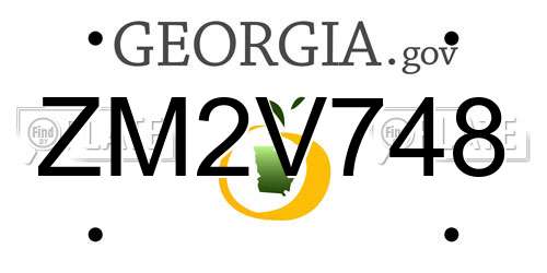 ZM2V748 Georgia License Plate