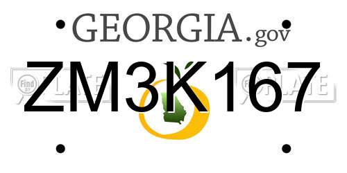 ZM3K167 Georgia License Plate