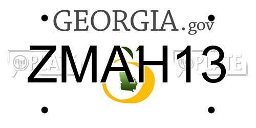 ZMAH13 Georgia License Plate