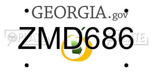 ZMD686 Georgia License Plate