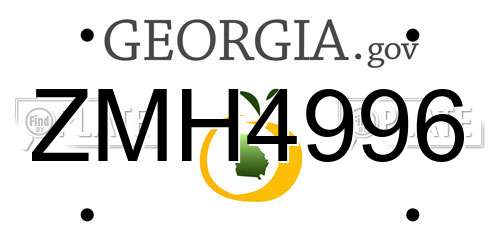 ZMH4996 Georgia License Plate