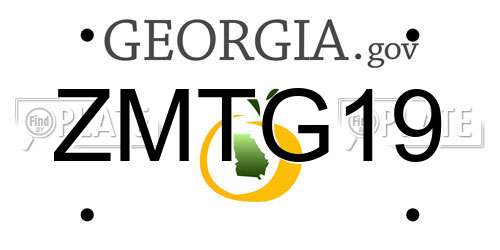 ZMTG19 Georgia License Plate