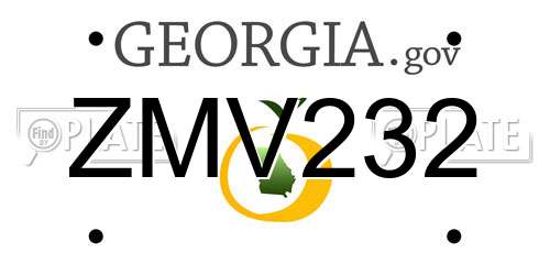 ZMV232 Georgia License Plate