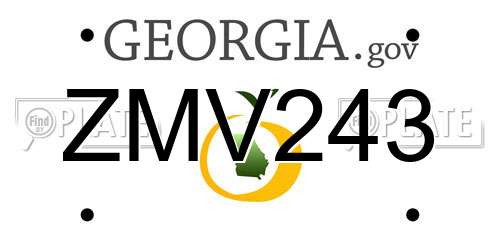 ZMV243 Georgia License Plate