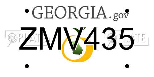 ZMV435 Georgia License Plate