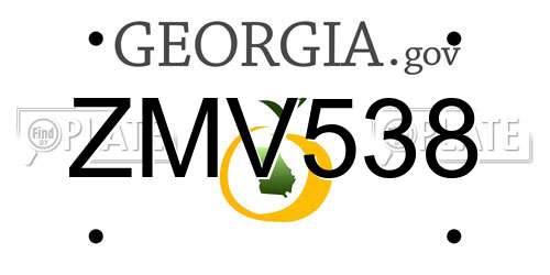 ZMV538 Georgia License Plate