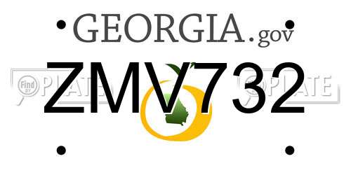 ZMV732 Georgia License Plate