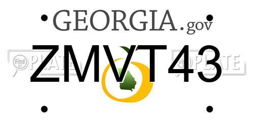 ZMVT43 Georgia License Plate