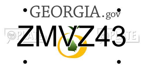 ZMVZ43 Georgia License Plate