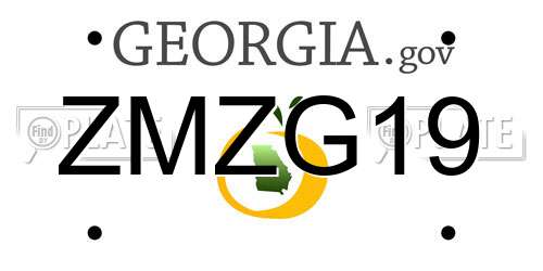 ZMZG19 Georgia License Plate